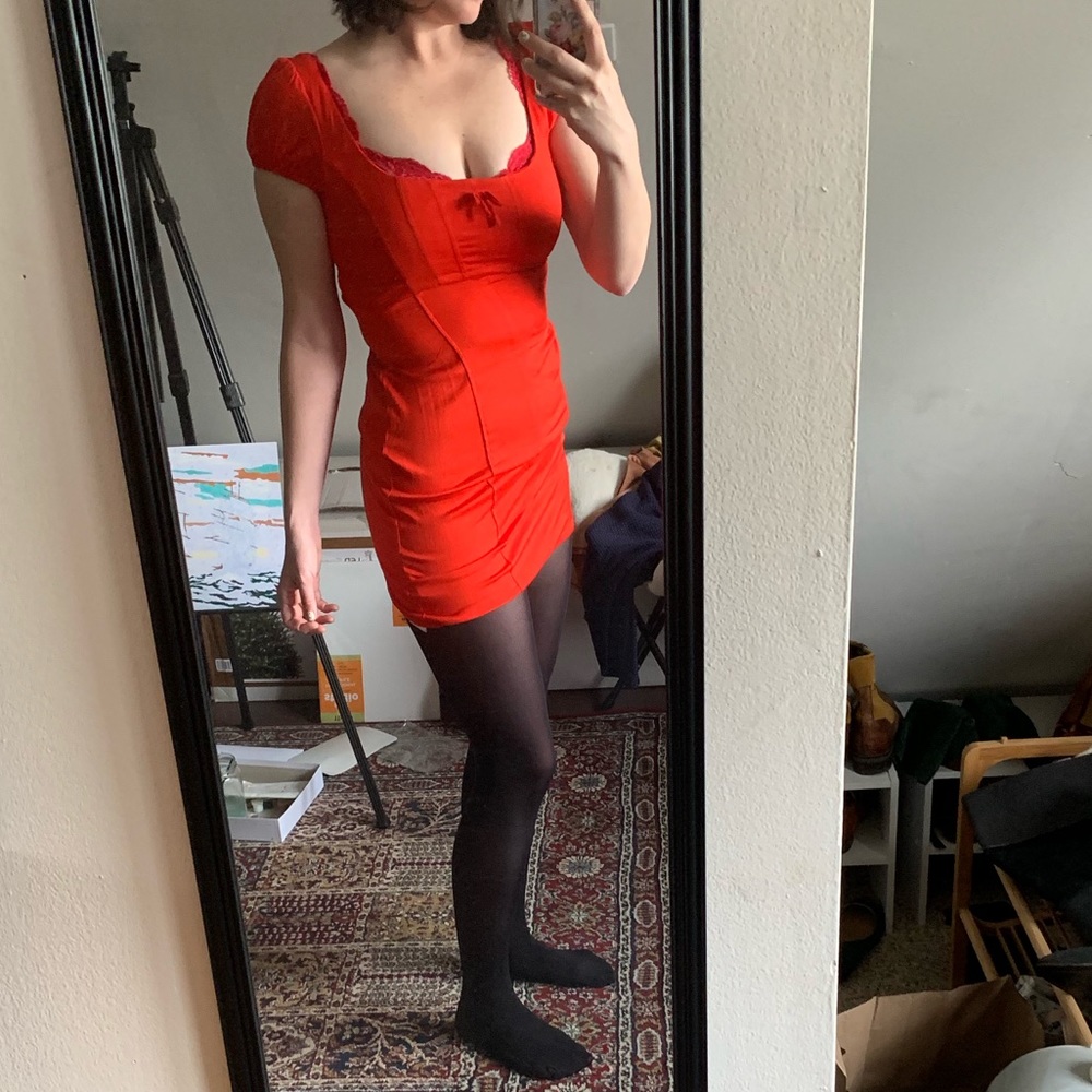 Red Urban Outfitters body con mini dress size 6